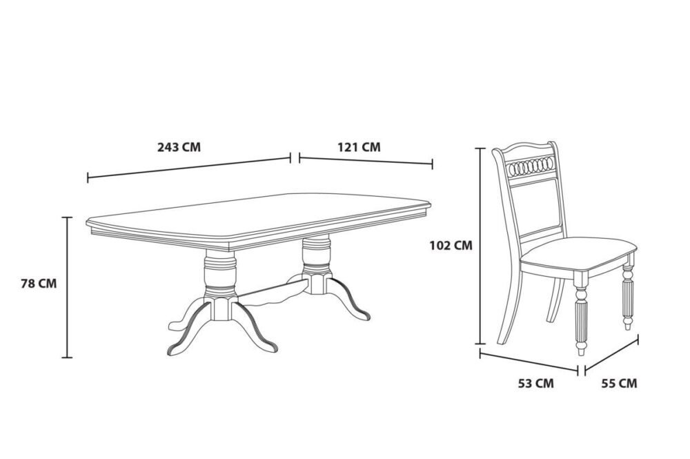 MARJORIE Dining Table + 8 Chairs