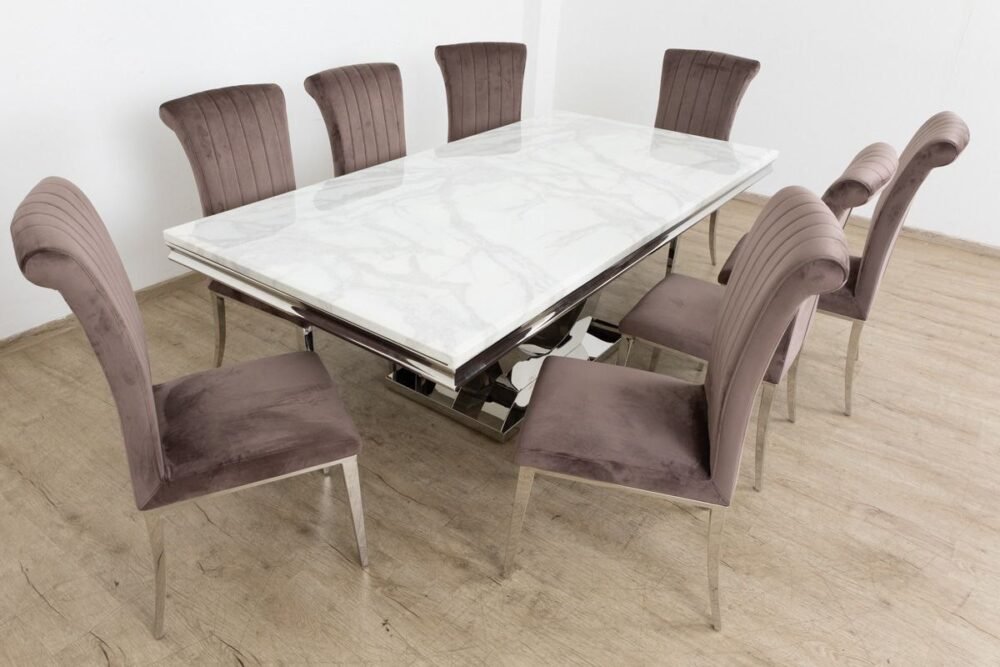 NOVA Marble Dining Table + 8 Chairs