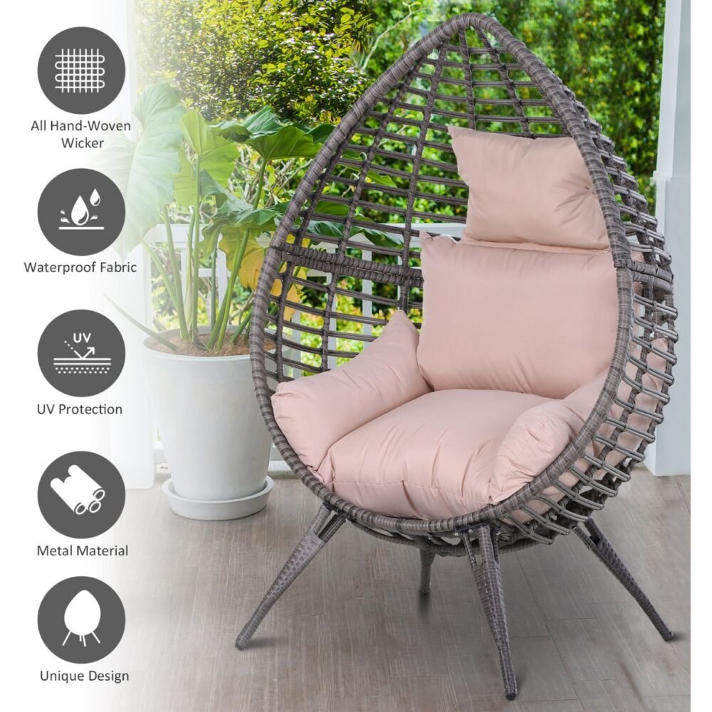 Outsunny Rattan Wicker Teardrop Chair