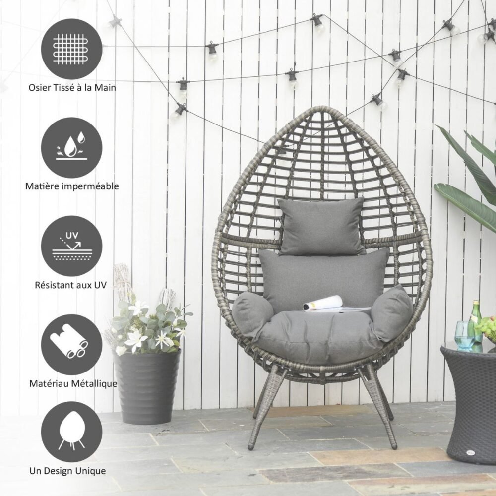 Outsunny Rattan Wicker Teardrop Chair