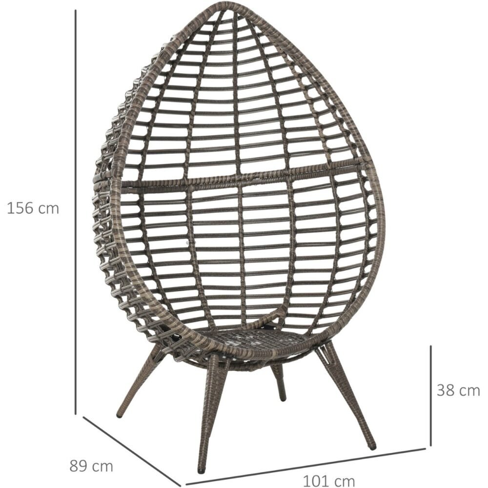 Outsunny Rattan Wicker Teardrop Chair